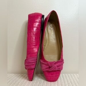 Talbots Hot Pink Croc-Embossed Knot Ballet Flats